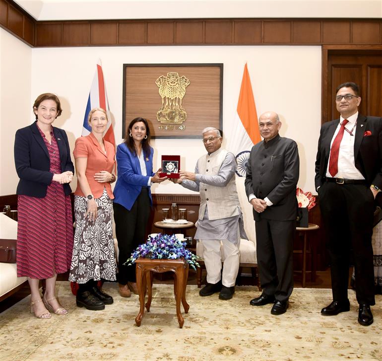 A Parliamentary Delegation from the United Kingdom called on the Deputy Chairman of Rajya Sabha, Shri Harivansh at Parliament House, in New Delhi on August 04, 2025.