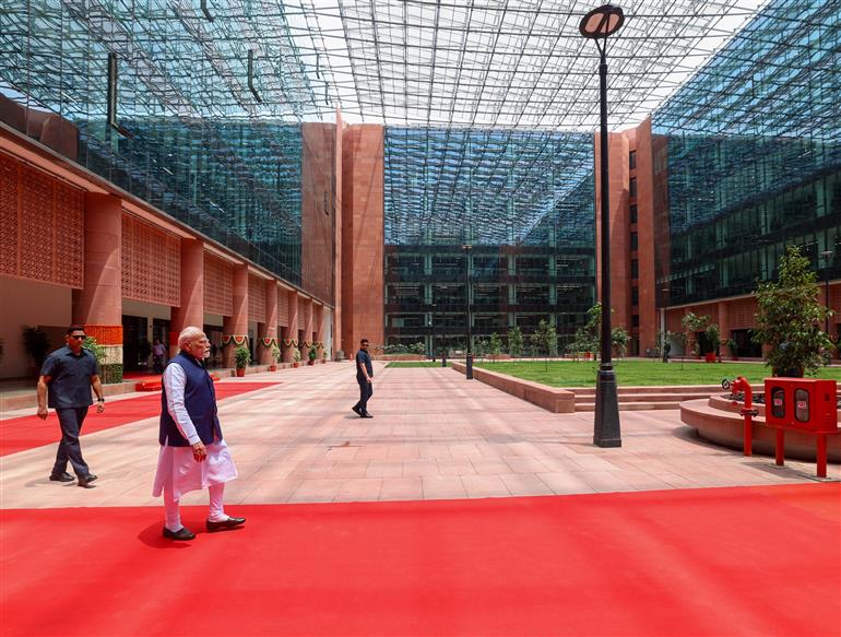 PM at the inauguration and visit of Kartavya Bhavan, in New Delhi on August 06, 2025.