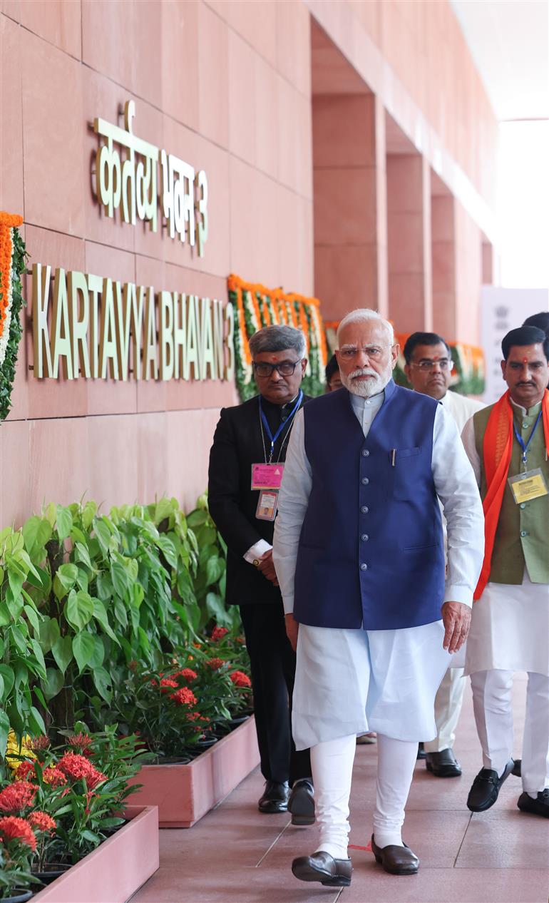 PM at the inauguration and visit of Kartavya Bhavan, in New Delhi on August 06, 2025.