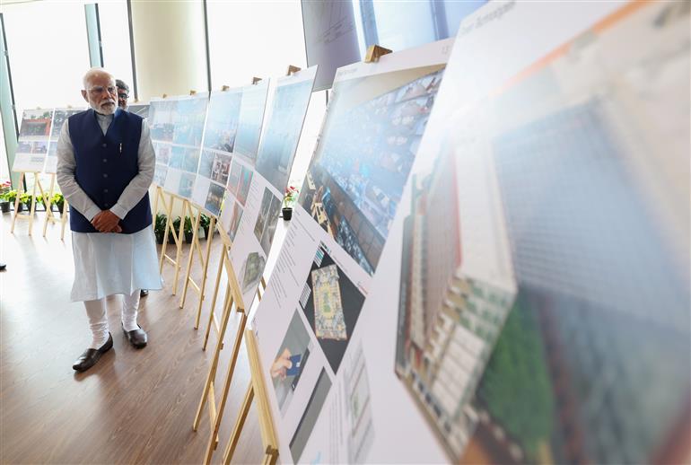 PM at the inauguration and visit of Kartavya Bhavan, in New Delhi on August 06, 2025.