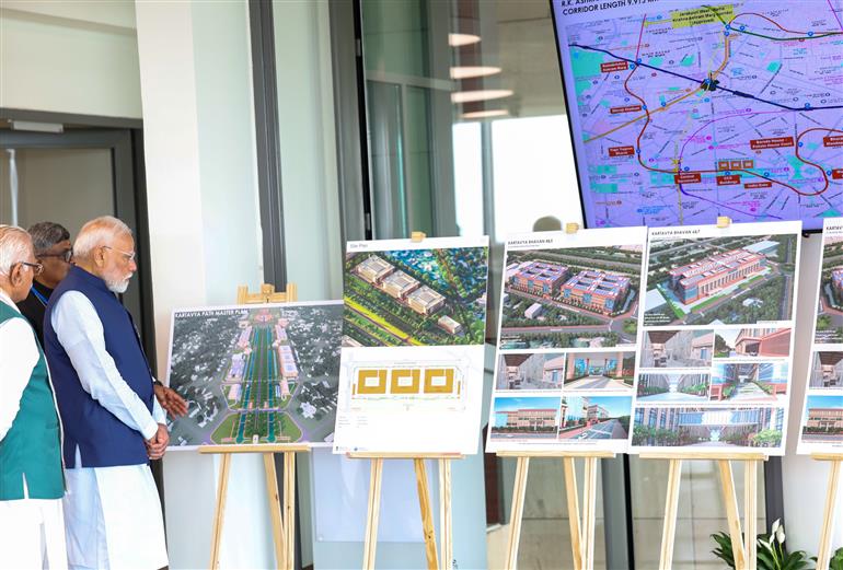 PM at the inauguration and visit of Kartavya Bhavan, in New Delhi on August 06, 2025.