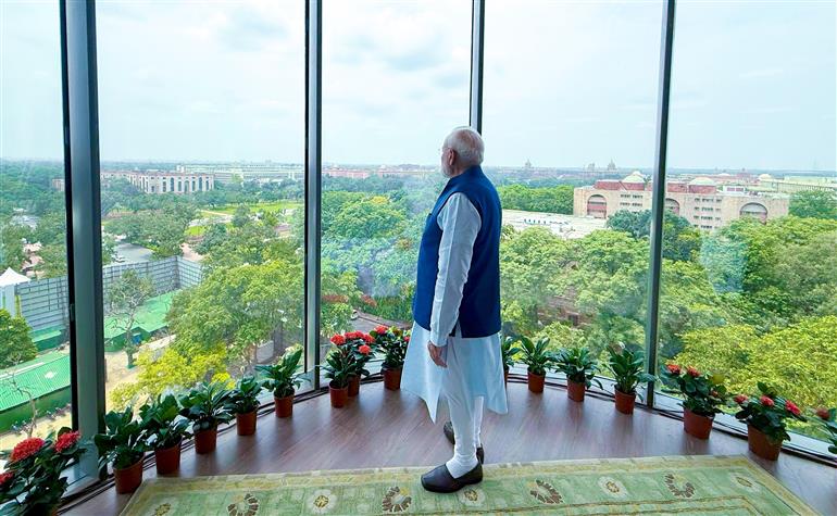 PM at the inauguration and visit of Kartavya Bhavan, in New Delhi on August 06, 2025.
