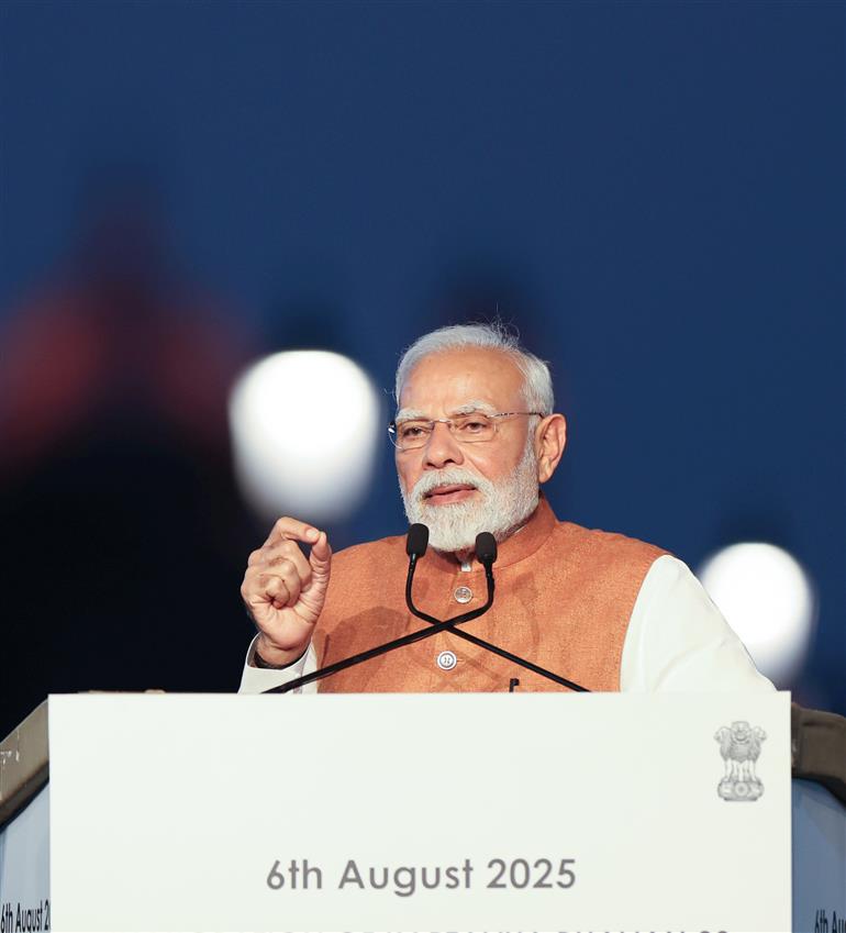 PM addressing at the inauguration of Kartavya Bhawan-3 at Kartavya Path, in New Delhi on August 06, 2025.