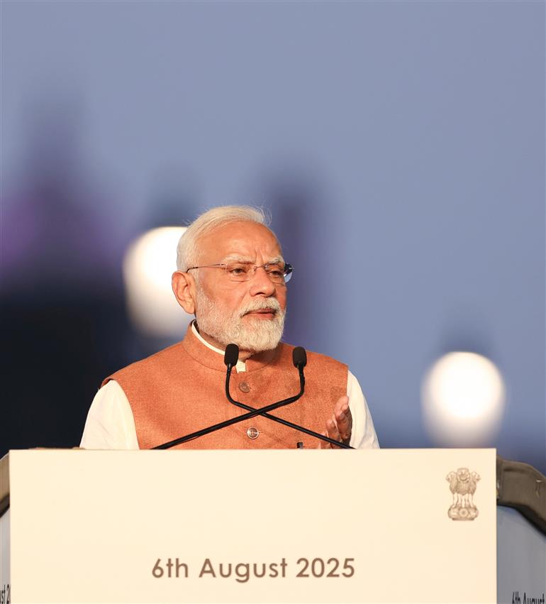 PM addressing at the inauguration of Kartavya Bhawan-3 at Kartavya Path, in New Delhi on August 06, 2025.