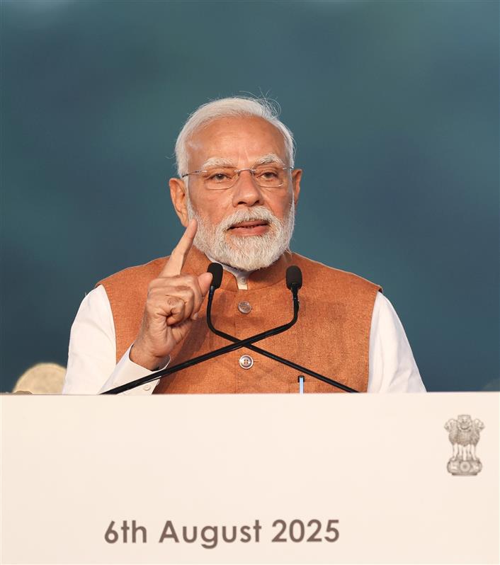 PM addressing at the inauguration of Kartavya Bhawan-3 at Kartavya Path, in New Delhi on August 06, 2025.