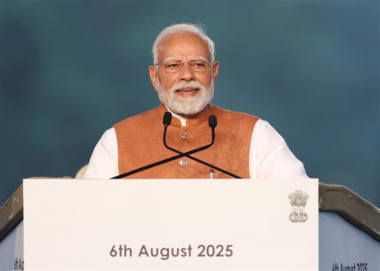 PM addressing at the inauguration of Kartavya Bhawan-3 at Kartavya Path, in New Delhi on August 06, 2025.