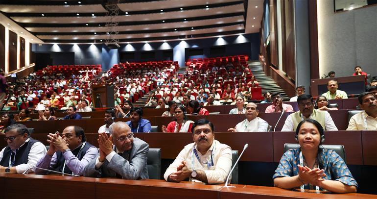 Gathering at the inauguration of M.S. Swaminathan Centenary International Conference at ICAR PUSA, in New Delhi on August 07, 2025. PM addressing on the occasion.