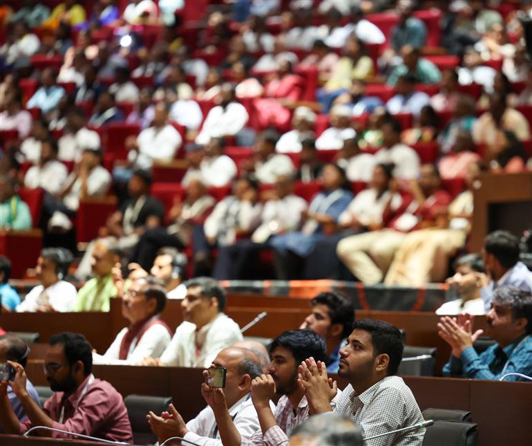 Gathering at the inauguration of M.S. Swaminathan Centenary International Conference at ICAR PUSA, in New Delhi on August 07, 2025. PM addressing on the occasion.
