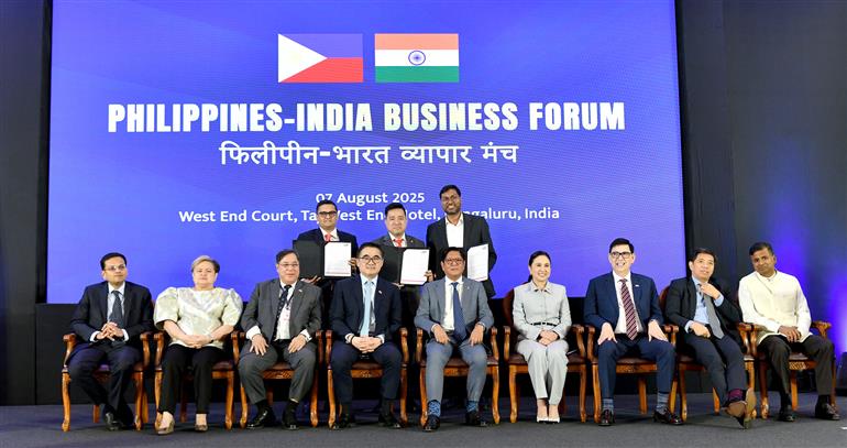 The President of the Republic of the Philippines, Mr Ferdinand Romualdez Marcos Jr. attends the Philippines - India Business Forum at Taj West End Hotel, in Bengaluru on August 07, 2025.