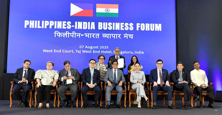 The President of the Republic of the Philippines, Mr Ferdinand Romualdez Marcos Jr. attends the Philippines - India Business Forum at Taj West End Hotel, in Bengaluru on August 07, 2025.