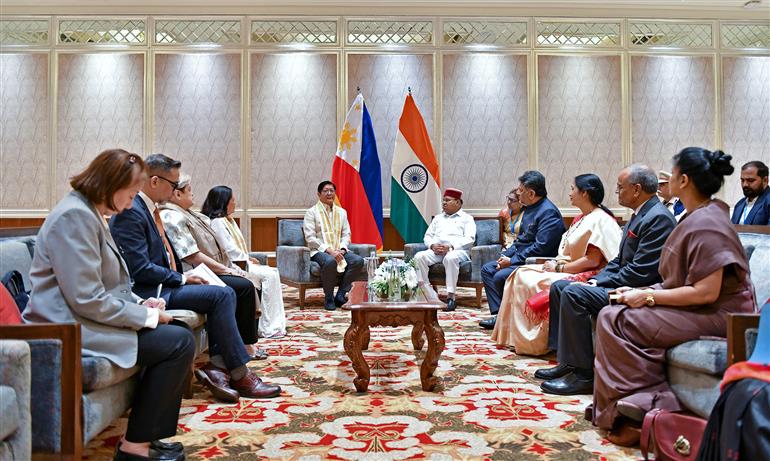 The President of the Republic of the Philippines, Mr Ferdinand Romualdez Marcos Jr.  meeting with the Governor of Karnataka, Shri Thawar Chand Gehlot at Bengaluru, in Karnataka in on August 07, 2025.