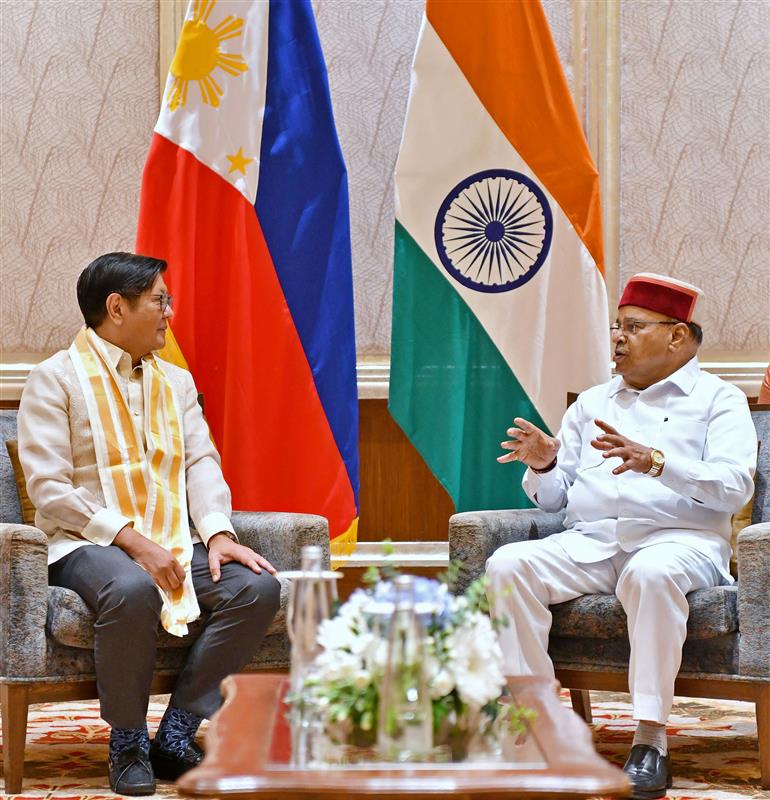 The President of the Republic of the Philippines, Mr Ferdinand Romualdez Marcos Jr.  meeting with the Governor of Karnataka, Shri Thawar Chand Gehlot at Bengaluru, in Karnataka in on August 07, 2025.