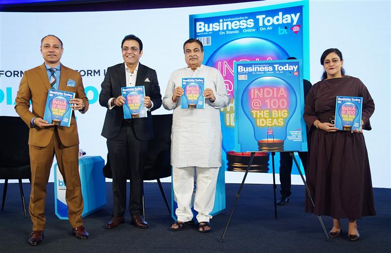 The Union Minister of Road Transport and Highways, Shri Nitin Gadkari attends the Business Today’s India@100 Summit, in New Delhi on August 08, 2025.
