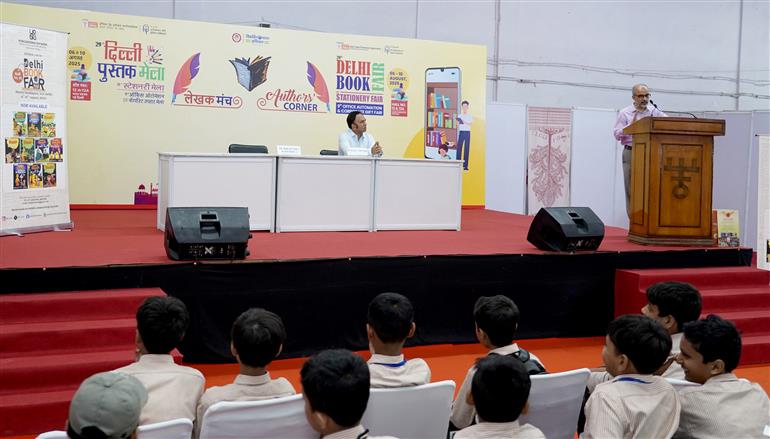 The Principal Director General, Publications Division, Sh. Bhupendra Kainthola addressing the vibrant book release event of latest comic book series “Chhota Bheem” published by the Publications Division held at Bharat Mandapam, in New Delhi on August 08, 2025.