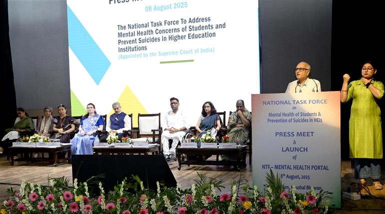Glimpses of the Press Meet and launch of Website for the National Task Force on Mental Health, in New Delhi on August 08, 2025.