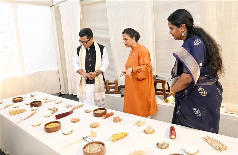 The Minister of State for External Affairs and Textiles, Shri Pabitra Margherita visits an exhibition during the inauguration of Weave the future second edition, in New Delhi on August 08, 2025.