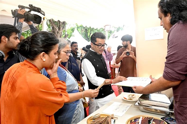 The Minister of State for External Affairs and Textiles, Shri Pabitra Margherita visits an exhibition during the inauguration of Weave the future second edition, in New Delhi on August 08, 2025.