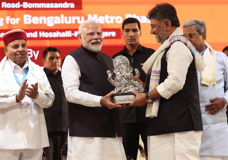 PM at the laying of foundation stone, inauguration of various metro projects in Bengaluru, Karnataka on August 10, 2025.