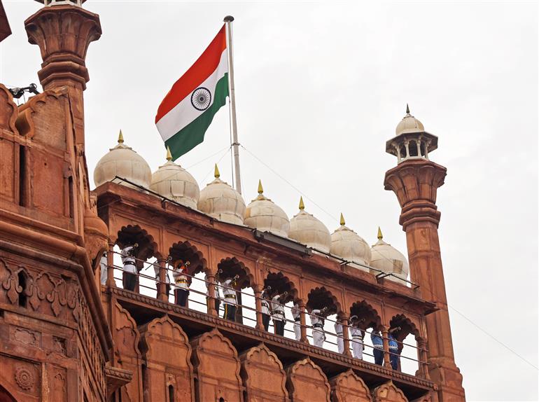 Glimpses of Full Dress Rehearsal of 79th Independence Day celebrations at Red Fort, in Delhi on August 13, 2025.