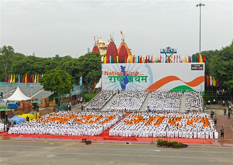 Glimpses of Full Dress Rehearsal of 79th Independence Day celebrations at Red Fort, in Delhi on August 13, 2025.