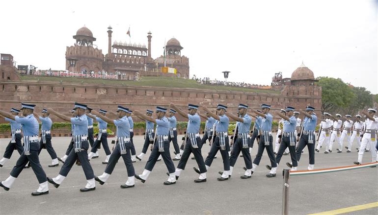 Glimpses of Full Dress Rehearsal of 79th Independence Day celebrations at Red Fort, in Delhi on August 13, 2025.