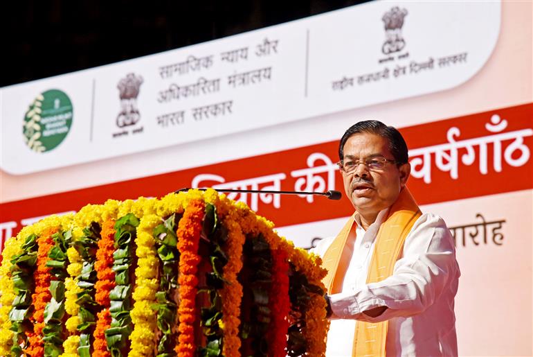 The Minister of State for Consumer Affairs, Food and Public Distribution and Social Justice and Empowerment, Shri B. L. Verma addressing at the celebration of 5 Years of Nasha Mukt Bharat Abhiyaan at Kendriya Vidyalaya, in New Delhi on August 13, 2025.