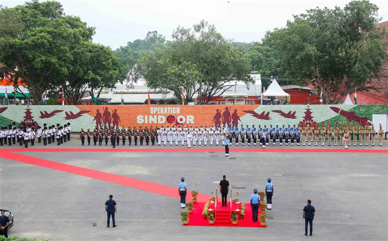 Glimpses of the Full Dress Rehearsal of 79th Independence Day celebrations at Red Fort, in Delhi on August 13, 2025.