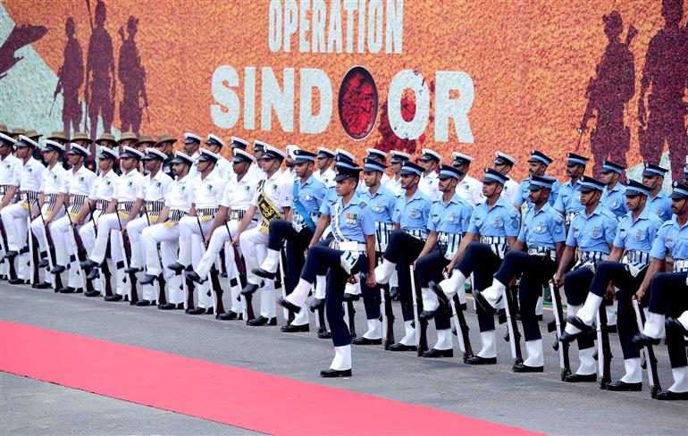 Glimpses of the Full Dress Rehearsal of 79th Independence Day celebrations at Red Fort, in Delhi on August 13, 2025.
