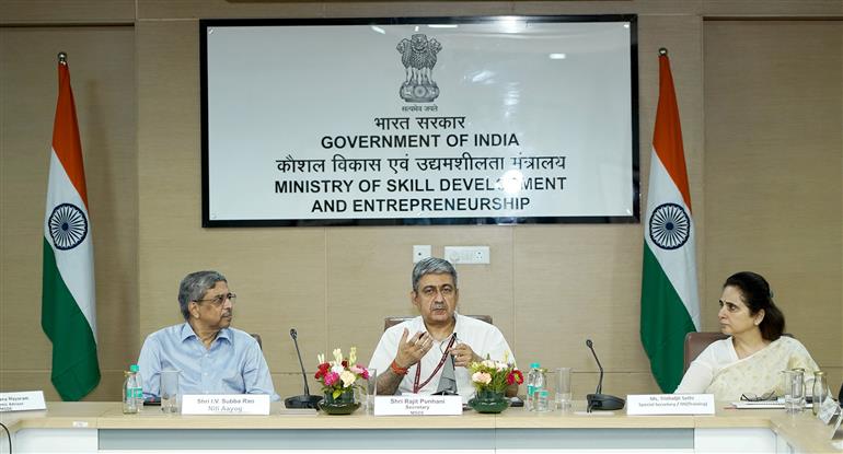 The Secretary, MSDE, Shri Rajit Punhani attends the Interactive Session on National Scheme for ITI upgradation, in New Delhi on August 13, 2025.