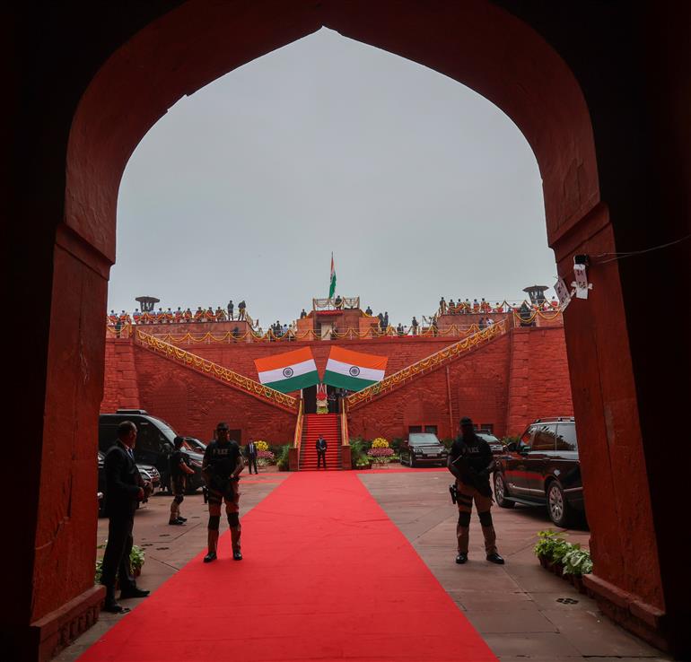 Glimpses of panoramic view on the occasion of 79th Independence Day celebrations at Red Fort, in Delhi on August 15, 2025.