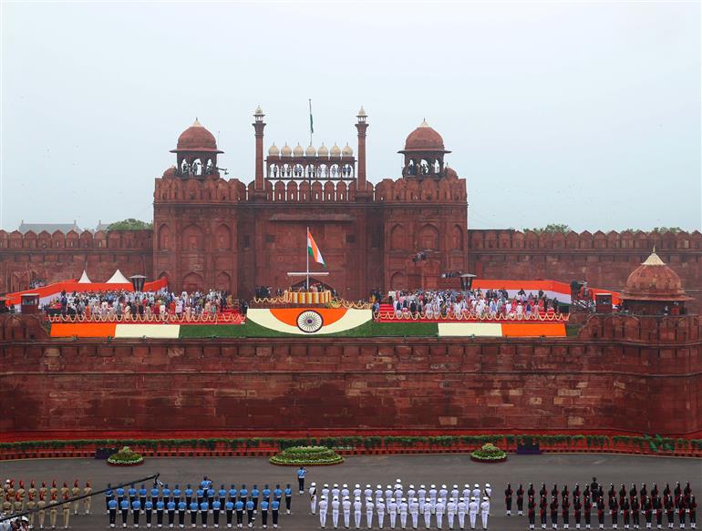 Glimpses of panoramic view on the occasion of 79th Independence Day celebrations at Red Fort, in Delhi on August 15, 2025.