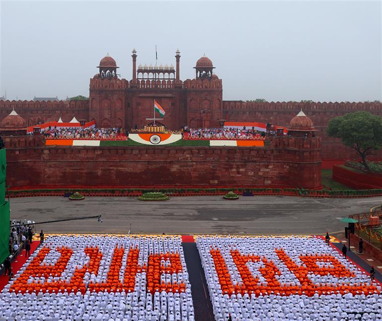 Glimpses of panoramic view on the occasion of 79th Independence Day celebrations at Red Fort, in Delhi on August 15, 2025.