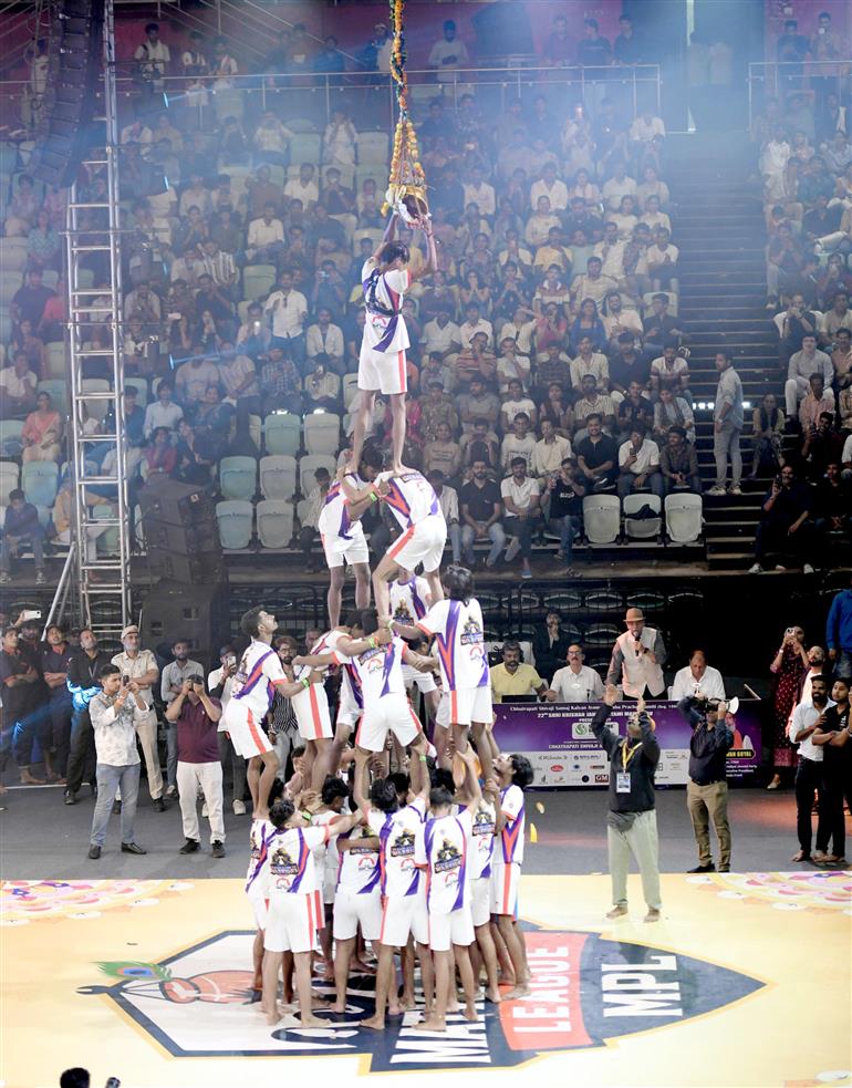 Glimpses of the Matki Phod League (MPL) event on the auspicious occasion of Shri Krishna Janmashtami at Thyagaraj Stadium, in New Delhi on August 16, 2025.
