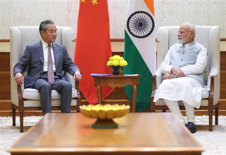 Chinese Foreign Minister Mr. Wang Yi calls on PM, in New Delhi on August 19, 2025.