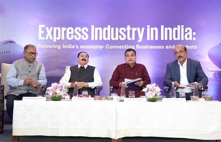 The Union Minister of Road Transport and Highways, Shri Nitin Gadkari attends the launch event of KPMG report on ‘Express Industry in India: Powering India’s Economy, Connecting Businesses and Markets’ held, in New Delhi on August 19, 2025.