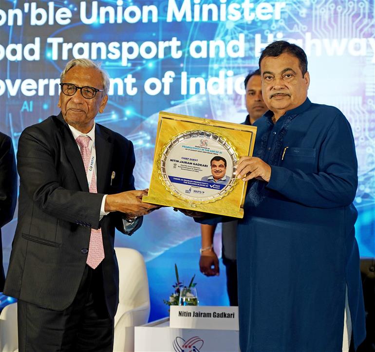 The Union Minister of Road Transport and Highways, Shri Nitin Gadkari attends the Global Summit on Productivity in the Age of AI (GSPAI-2025), in New Delhi on August 20, 2025.