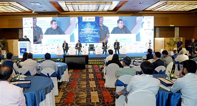 The Union Minister of Road Transport and Highways, Shri Nitin Gadkari addressing the Global Summit on Productivity in the Age of AI (GSPAI-2025), in New Delhi on August 20, 2025.
