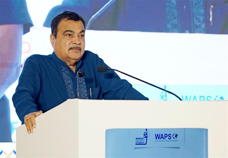 The Union Minister of Road Transport and Highways, Shri Nitin Gadkari addressing the Global Summit on Productivity in the Age of AI (GSPAI-2025), in New Delhi on August 20, 2025.