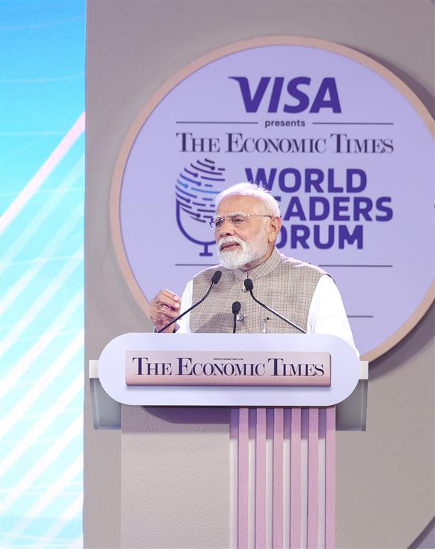 PM addressing at the Economic Times (ET) World Leaders Forum-2025, in New Delhi on August 23, 2025.