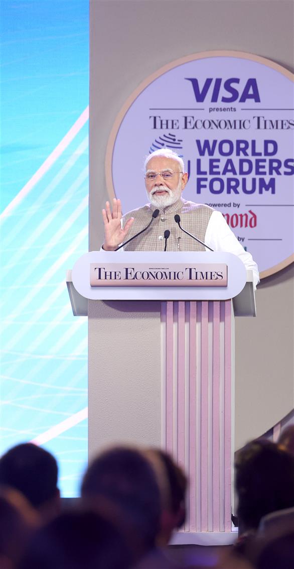PM addressing at the Economic Times (ET) World Leaders Forum-2025, in New Delhi on August 23, 2025.