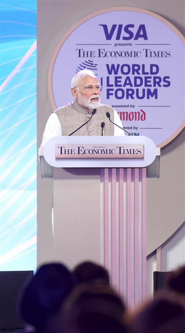 PM addressing at the Economic Times (ET) World Leaders Forum-2025, in New Delhi on August 23, 2025.