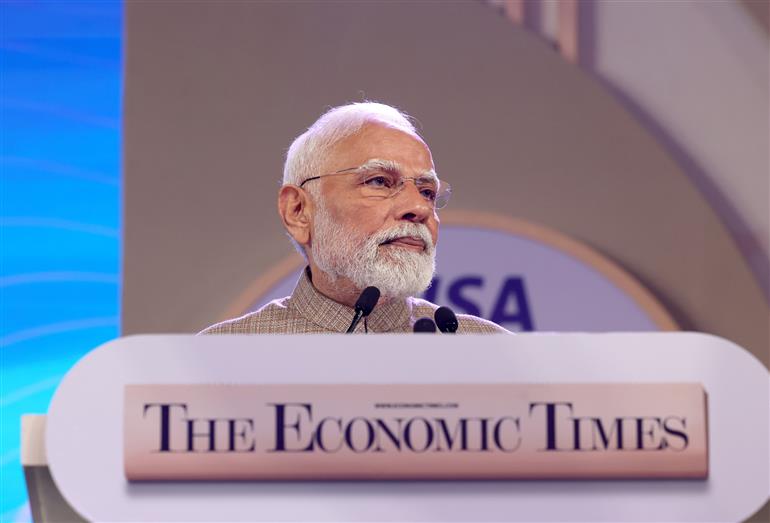 PM addressing at the Economic Times (ET) World Leaders Forum-2025, in New Delhi on August 23, 2025.