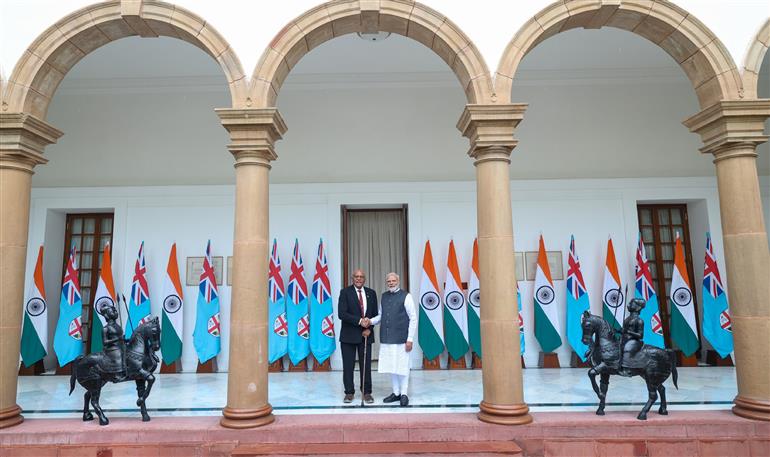 PM meets the Prime Minister of Fiji, Mr. Sitiveni Ligamamada Rabuka at Hyderabad House, in New Delhi on August 25, 2025.