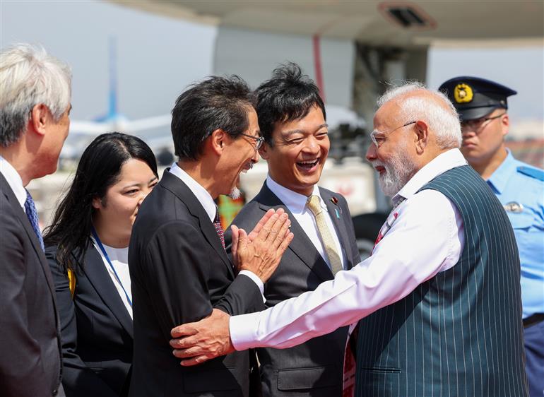 PM arrives in Tokyo on a two-day official visit to participate in the 15th India-Japan Annual Summit, in Japan on August 29, 2025.:Prime Minister's Office PM arrives in Tokyo on a two-day official visit to participate in the 15th India-Japan Annual Summit, in Japan on August 29, 2025.:Prime Minister