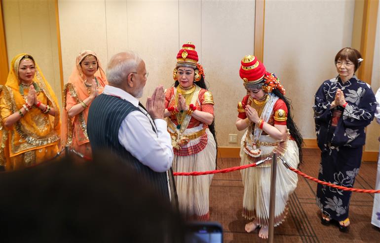 PM receives a rousing welcome by Indian community upon his arrival at a hotel in Tokyo, Japan on August 29, 2025.:Prime Minister's Office PM receives a rousing welcome by Indian community upon his arrival at a hotel in Tokyo, Japan on August 29, 2025.:Prime Minister