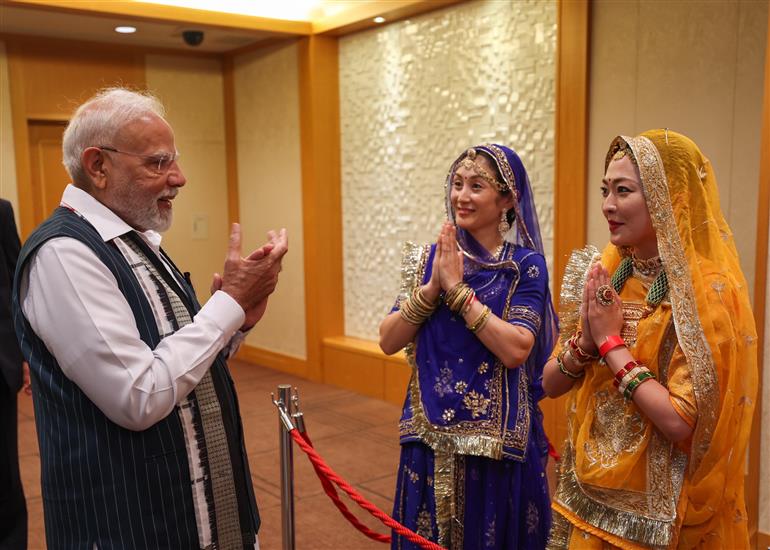 PM receives a rousing welcome by Indian community upon his arrival at a hotel in Tokyo, Japan on August 29, 2025.:Prime Minister's Office PM receives a rousing welcome by Indian community upon his arrival at a hotel in Tokyo, Japan on August 29, 2025.:Prime Minister