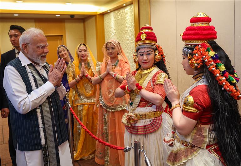 PM receives a rousing welcome by Indian community upon his arrival at a hotel in Tokyo, Japan on August 29, 2025.:Prime Minister's Office PM receives a rousing welcome by Indian community upon his arrival at a hotel in Tokyo, Japan on August 29, 2025.:Prime Minister