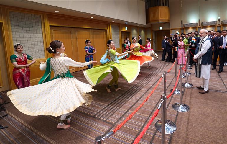 PM receives a rousing welcome by Indian community upon his arrival at a hotel in Tokyo, Japan on August 29, 2025.:Prime Minister's Office PM receives a rousing welcome by Indian community upon his arrival at a hotel in Tokyo, Japan on August 29, 2025.:Prime Minister