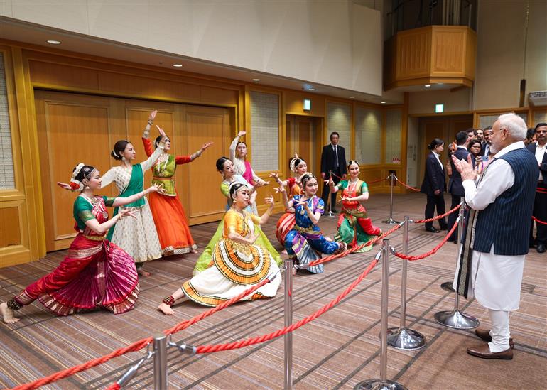 PM receives a rousing welcome by Indian community upon his arrival at a hotel in Tokyo, Japan on August 29, 2025.:Prime Minister's Office PM receives a rousing welcome by Indian community upon his arrival at a hotel in Tokyo, Japan on August 29, 2025.:Prime Minister
