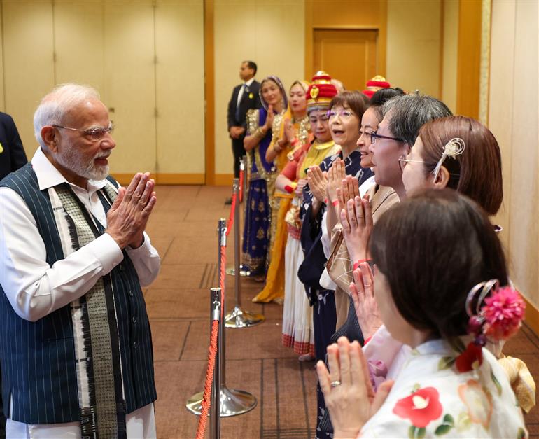 PM receives a rousing welcome by Indian community upon his arrival at a hotel in Tokyo, Japan on August 29, 2025.:Prime Minister's Office PM receives a rousing welcome by Indian community upon his arrival at a hotel in Tokyo, Japan on August 29, 2025.:Prime Minister